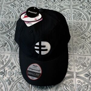 Imperial Black Cap White Emblem Cross Small Fit Adjustable Velcro